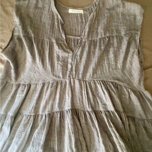 Sleeveless Tiered Gauze Dress in Washed Gray